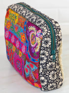 Embroidered Corduroy Cosmetic Pouch