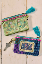 Velvet ID Pouch - Olive Folk Flower