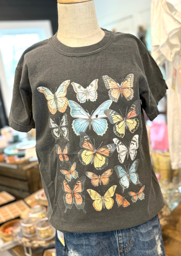 Girl's Graphic Tee - Vintage Butterflies