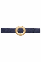 Woven Round Buckle Belt - Navy