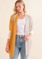 Mustard/Taupe Stripe Cardigan