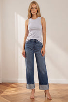 Mia High Rise Cuffed Wide Leg Jeans