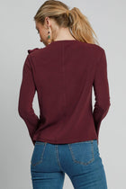 Ribbon Cut Out Detail Top - Merlot