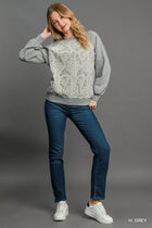 Lace Detail Crewneck Sweatshirt