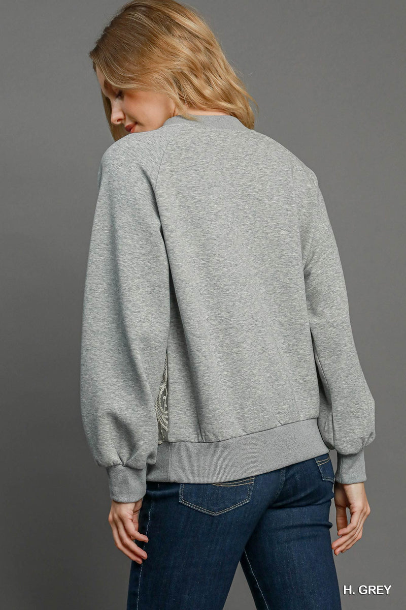 Lace Detail Crewneck Sweatshirt