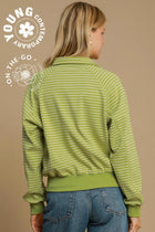 Henley Style Striped Sweatshirt