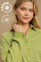 Henley Style Striped Sweatshirt