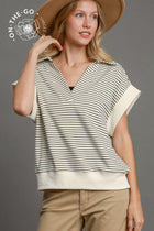 Striped Luxe Knit Polo Top