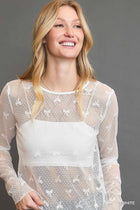 Ribbon Pattern Lace Top - White