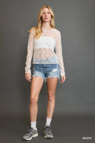 Ribbon Pattern Lace Top - White