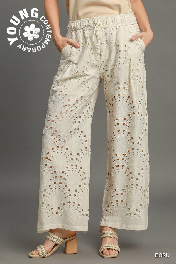 Eyelet Pants - Ecru