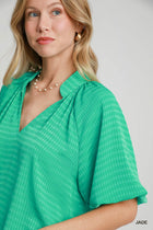 Striped Silky Jacquard Blouse