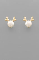 Reindeer Pearl Studs - Gold