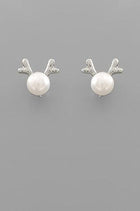 Reindeer Pearl Studs - Silver