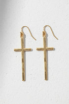 Metal Cross Dangle Earrings - Gold
