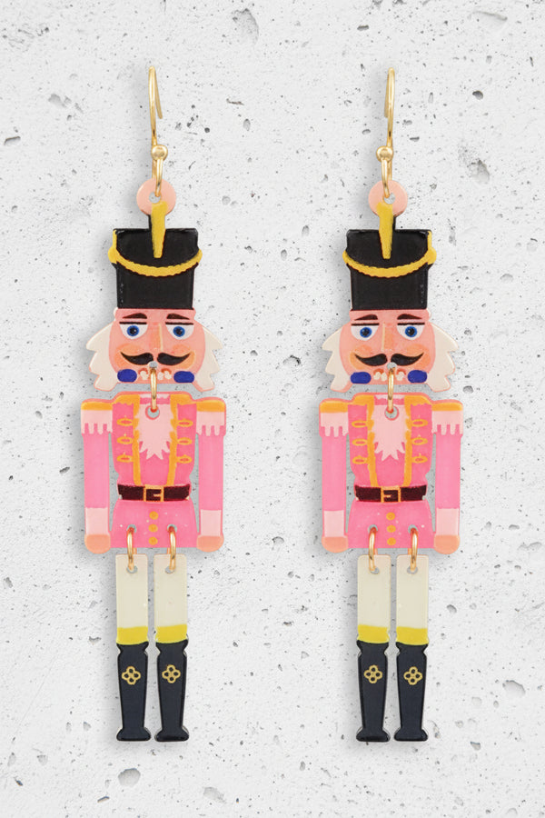 Nutcracker Dangle Earrings - Pink