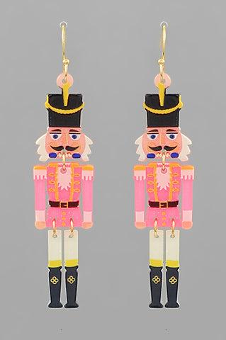 Nutcracker Dangle Earrings - Pink