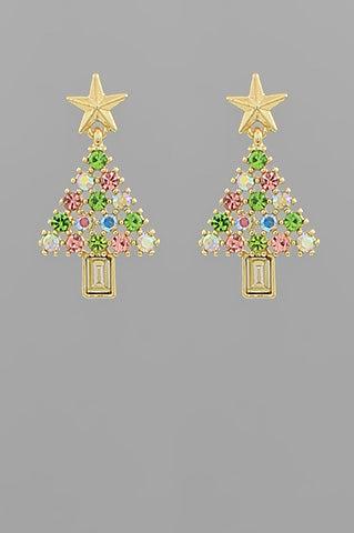 Multi Color Crystal Tree Earrings