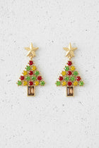 Multi Color Crystal Tree Earrings - Red Multi