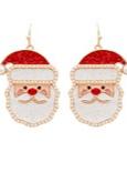 Pearl Santa Claus Face Dangle Earrings