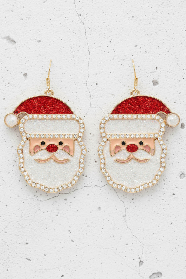 Pearl Santa Claus Face Dangle Earrings