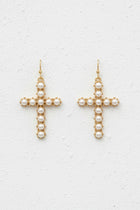 Pearl Cross Earrings