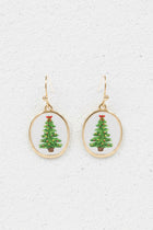 Round Christmas Tree Earrings