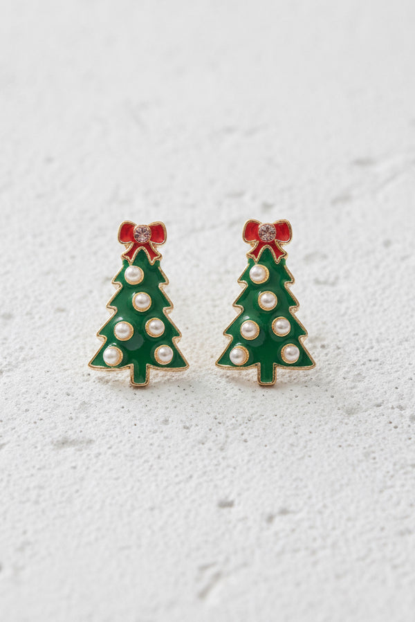 Christmas Tree Bow Earrings