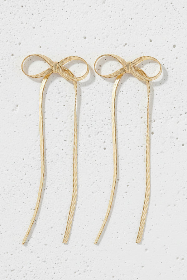 Textured Bow Dangle Earrings