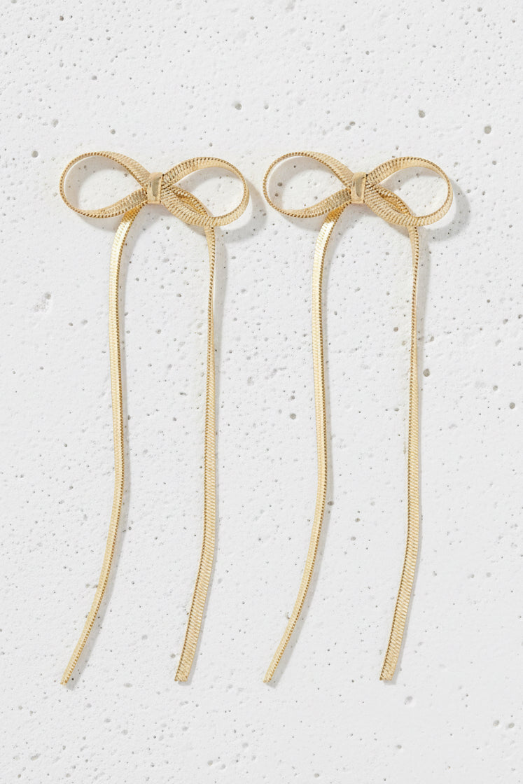 Textured Bow Dangle Earrings