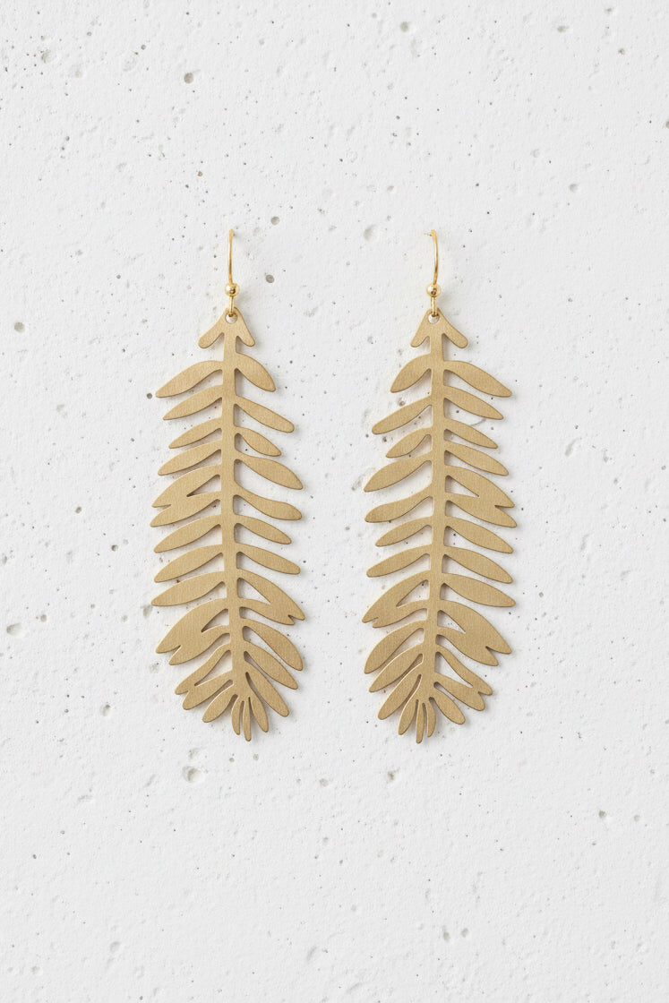 Detailed Leaf Drop Earrings