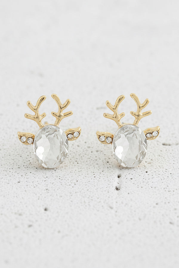 Reindeer Glass Stone Earrings