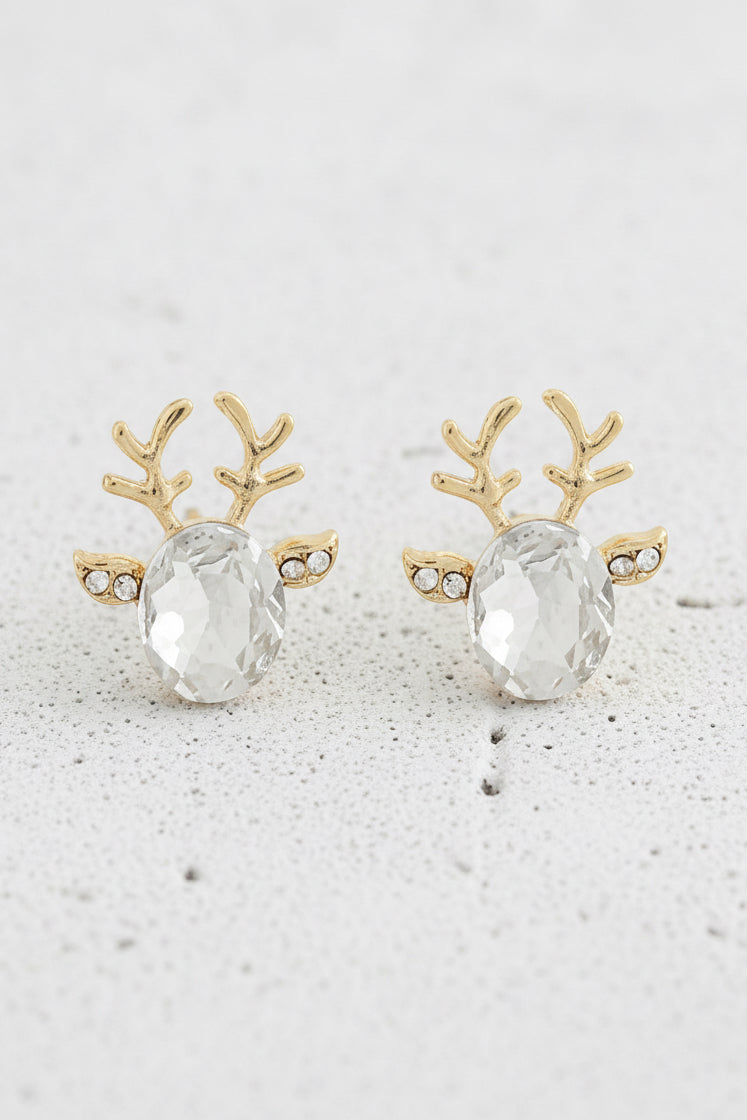Reindeer Glass Stone Earrings