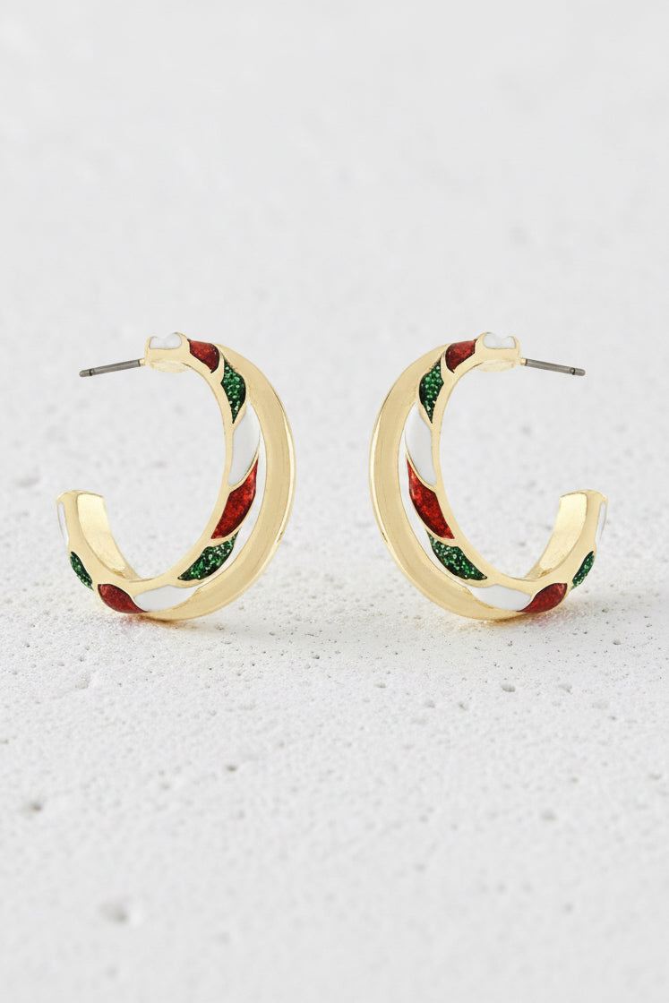 Holiday Print Double Layered Hoops