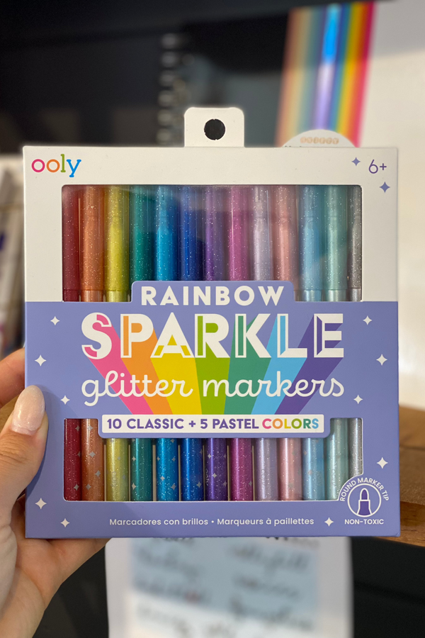 Rainbow Sparkle Glitter Markers - Set of 15