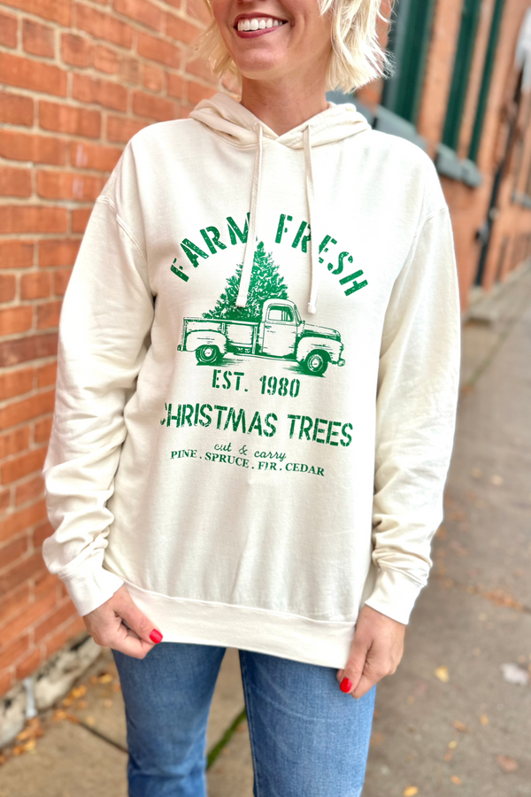 Farm Fresh Christmas Trees - Garment Wash Hoodie