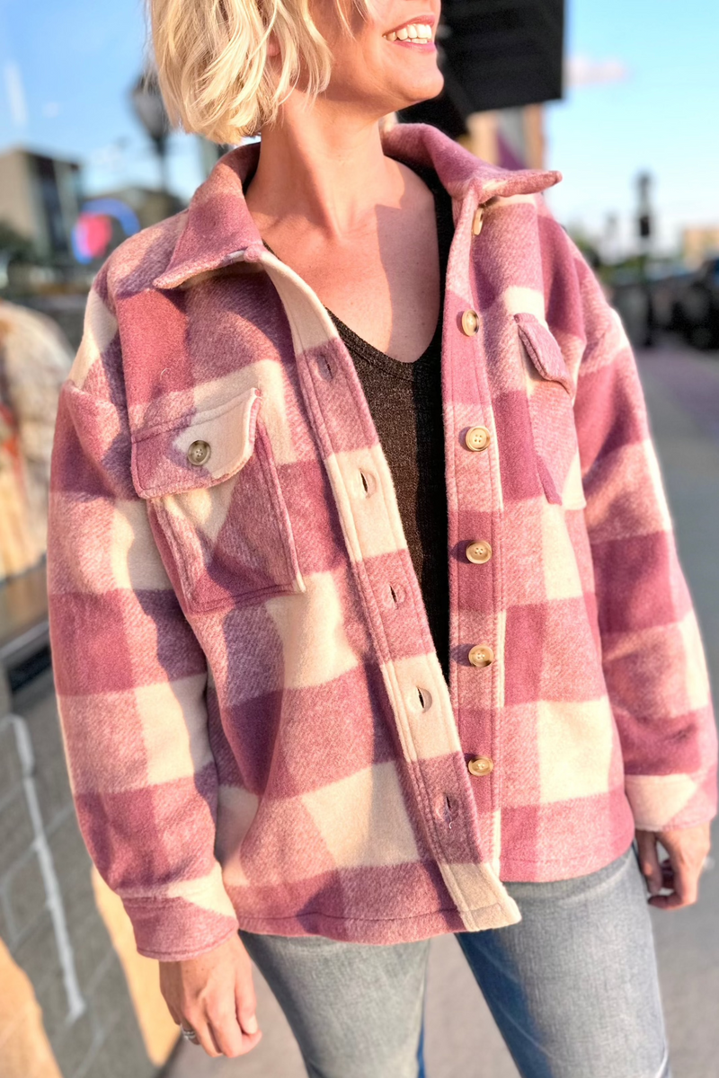 Hot Pink Plaid Shacket