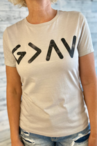 God is Greater Floral -Cool Grey Tee