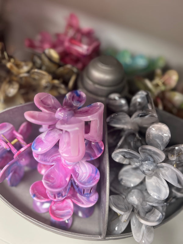 Marble Flower Clip - 6 Colors