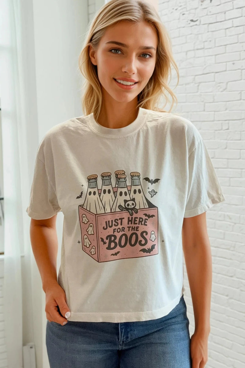 Garment Dyed Crop Tee - Here for the Boos