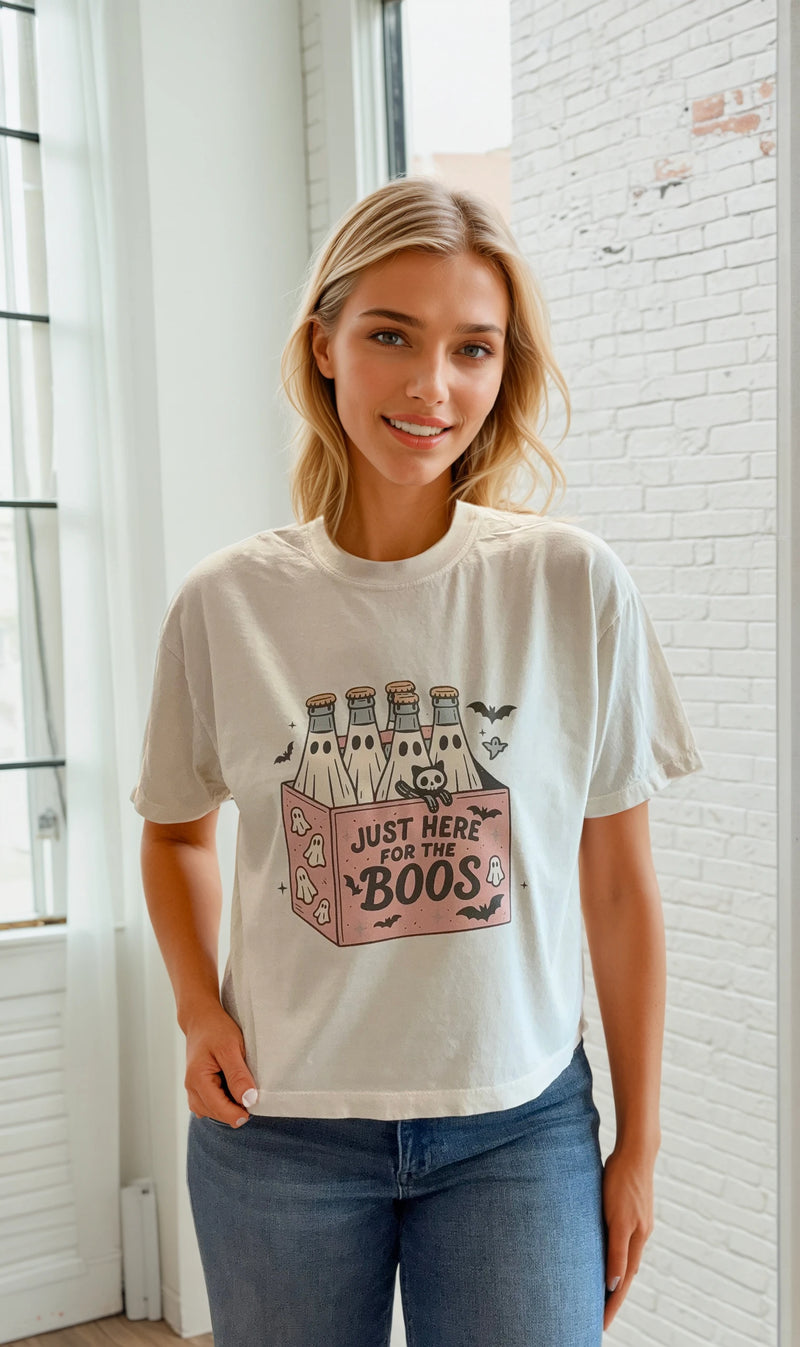 Garment Dyed Crop Tee - Here for the Boos