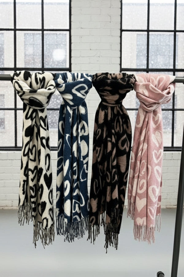 Heart Print Scarf - 4 colors