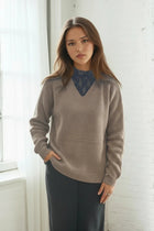 Knit Sweater Hoodie - Mocha