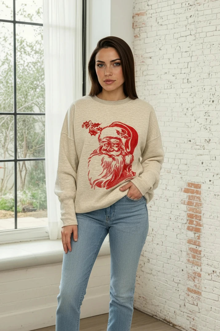 Vintage Santa Faux Crop Crew