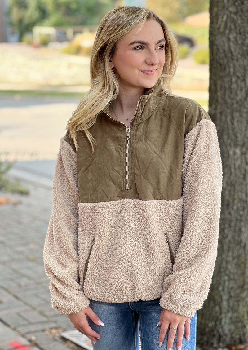 Quilted Contrast Half-Zip