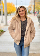 Leather Band Furry Zip-Up Jacket