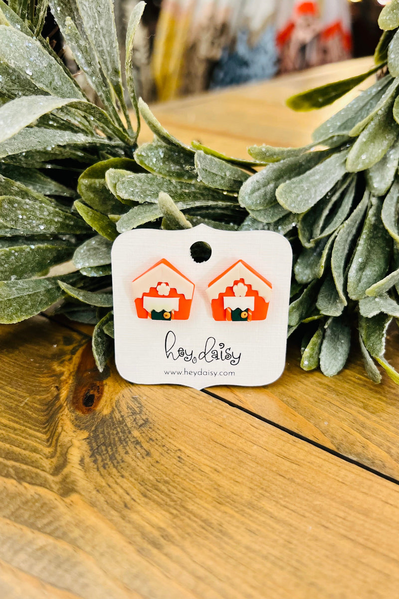 Christmas House Clay Studs