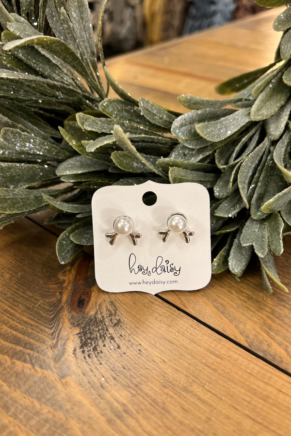 Reindeer Pearl Studs - Silver