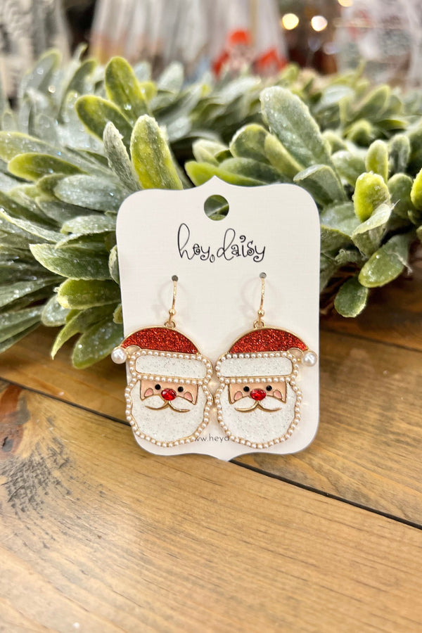 Pearl Santa Claus Face Dangle Earrings