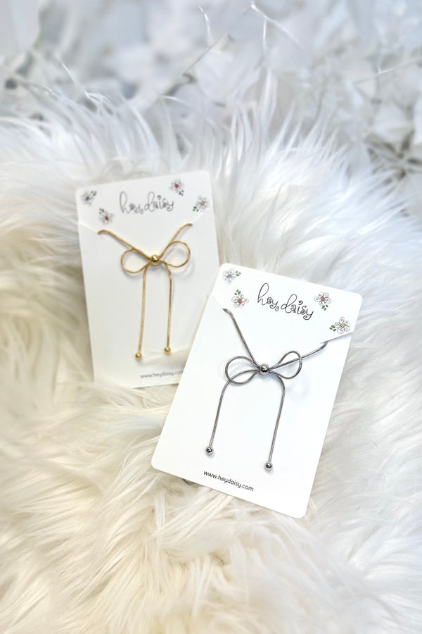 Snake Chain Bow Necklace - 2 colors